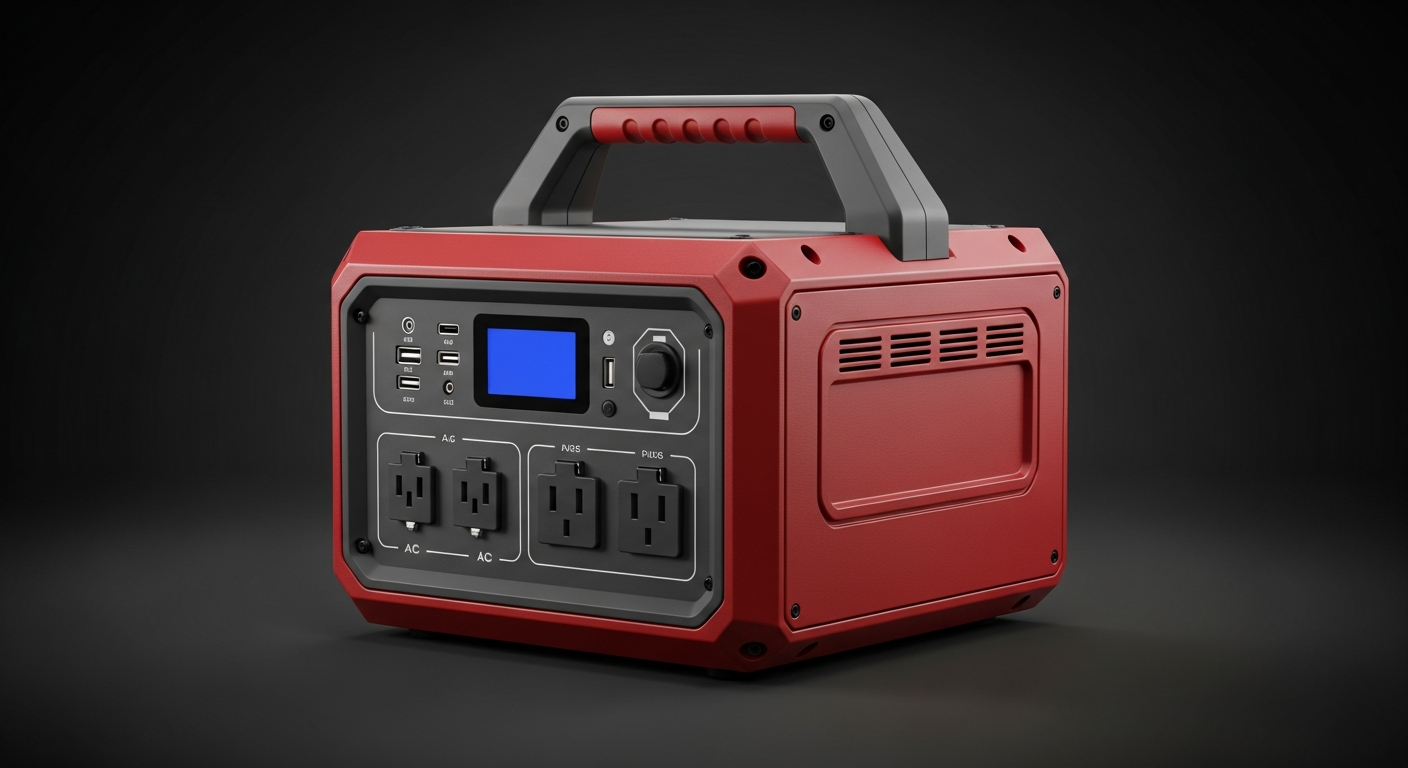 Compact red portable solar power generator station